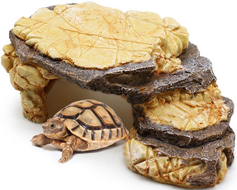 kathson Resin Basking Platform for Turtles,Tortoise Climbing Ramp Resting Terrace,Reptile Hides Caves,Aquarium Decorations,Climb Hideout Rock for Bearded Dragon Geckos Newts Lizards - Image 1